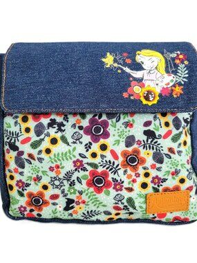 Disney Animators Collection Rapunzel Tangled Denim Crossbody Bag Floral Purse